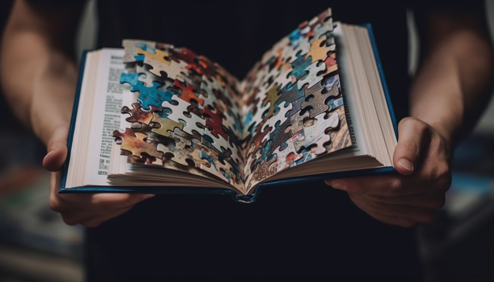 Close up of person holding book with puzzles in it