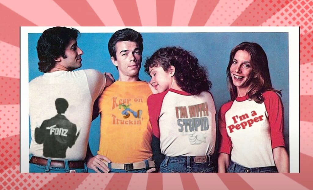 Group of young people from the 70s
